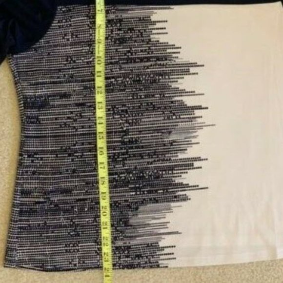 🎉HP🎉Allison Daley Women Blue & White Shirt SZ PM/M Scoop Neckline 3/4 Sleeve - Picture 4 of 11